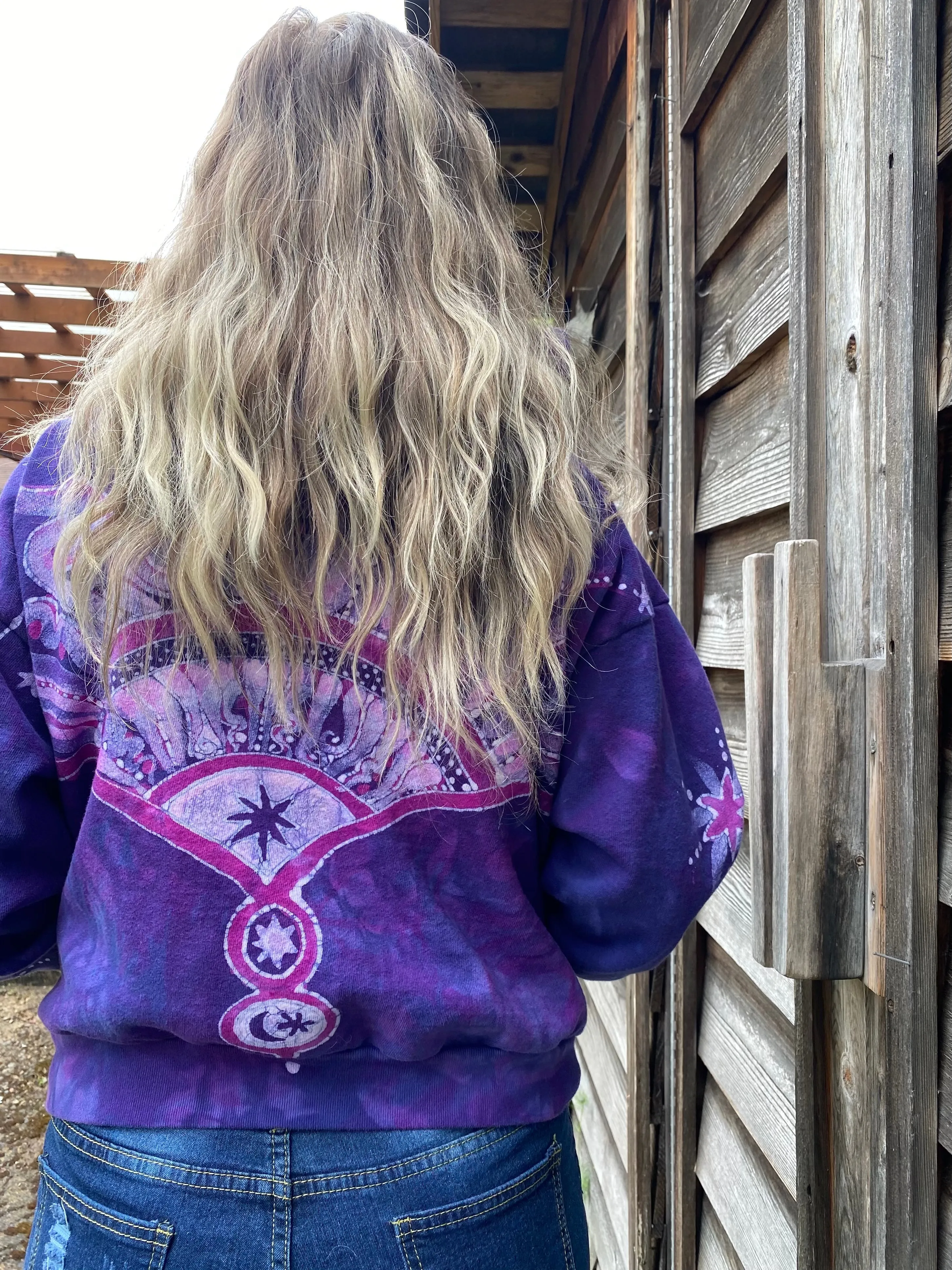 Pink Rising Stars Handmade Batik Hoodie
