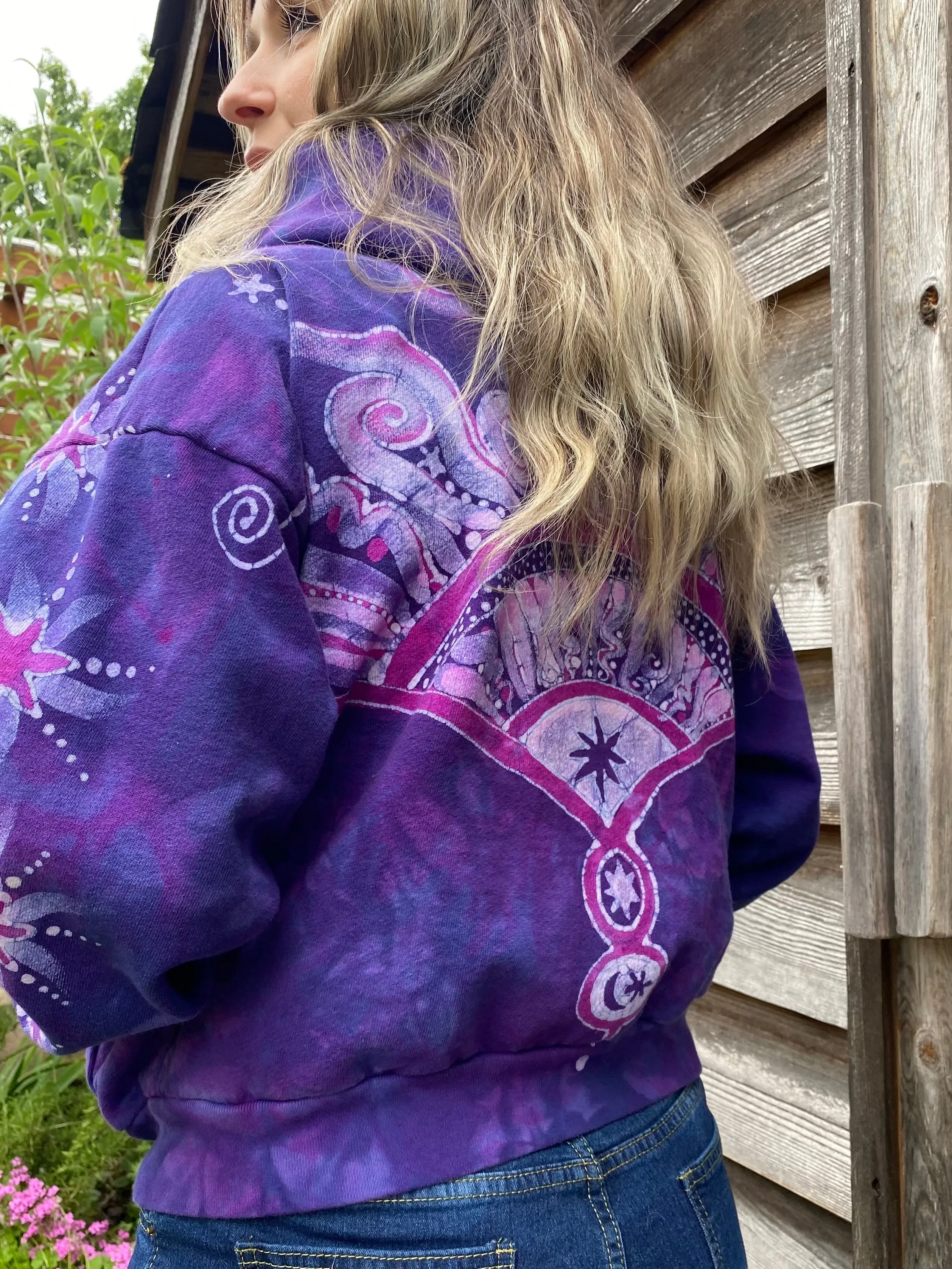 Pink Rising Stars Handmade Batik Hoodie