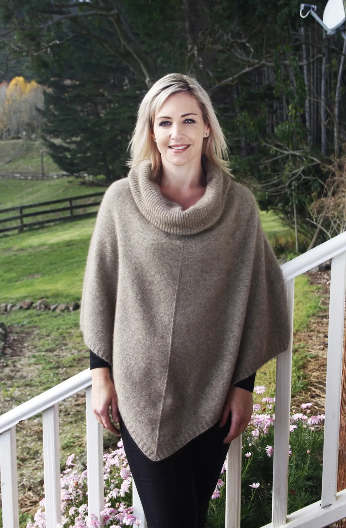 Possum Merino Cowl Neck Poncho