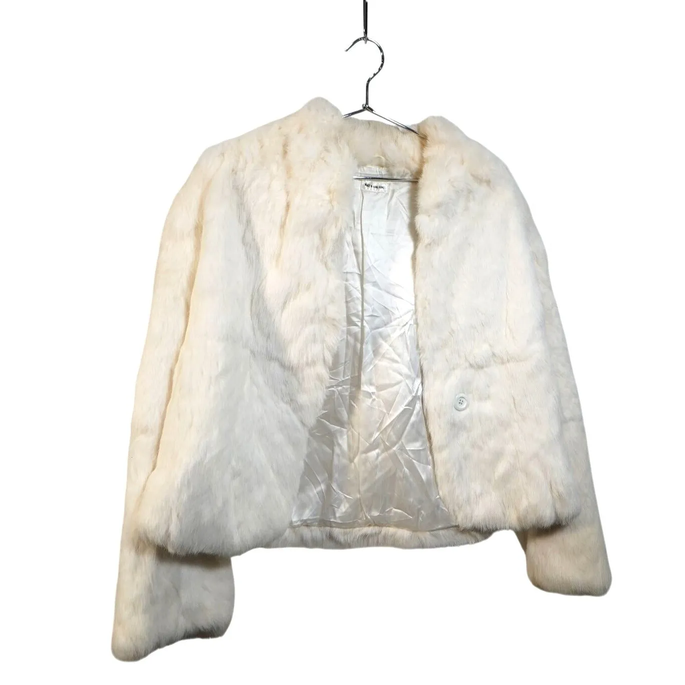 "Retail" Vintage Made in Hong Kong White Winter Fur Coat Women's (See Dimension)