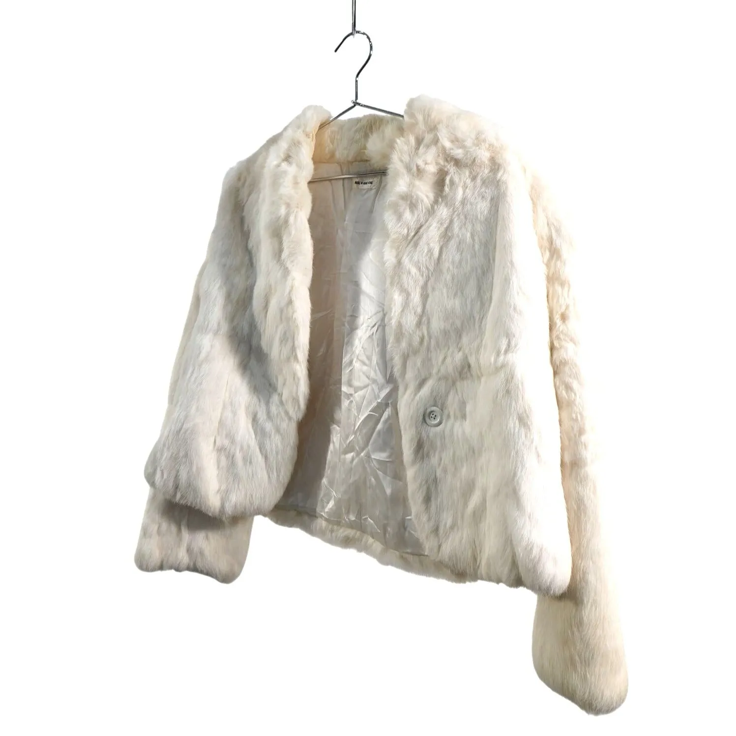 "Retail" Vintage Made in Hong Kong White Winter Fur Coat Women's (See Dimension)