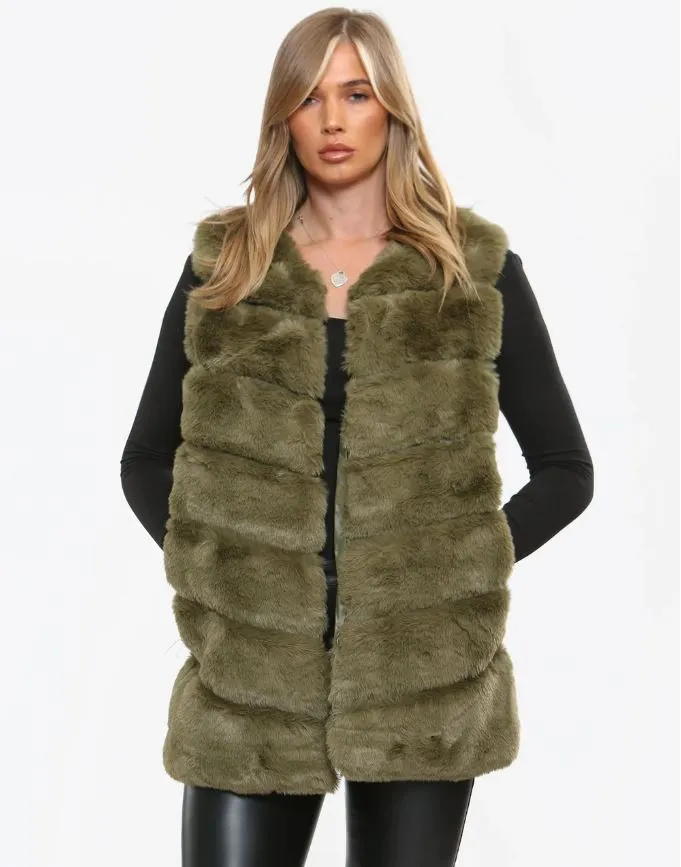Regular Faux Fur Midi Gilet