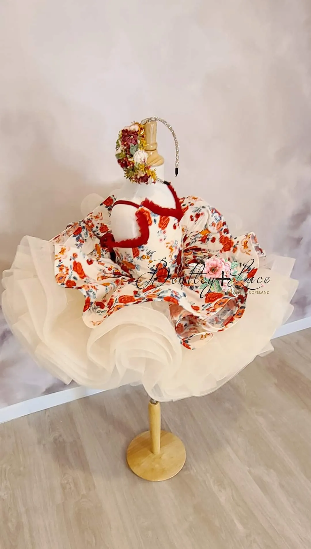Retired rental euc "Frilly Floral" -   Petal Length Dress  - ( 3 Year - Petite 5 Year)