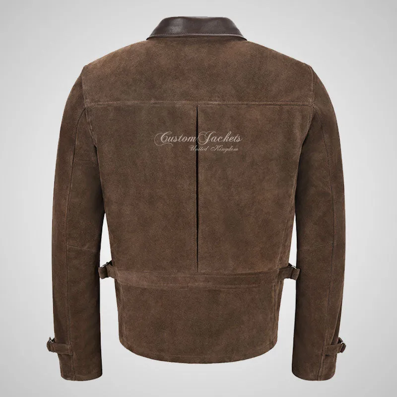 SALENTO Mens Suede Blouson Jacket Brown Calf Suede