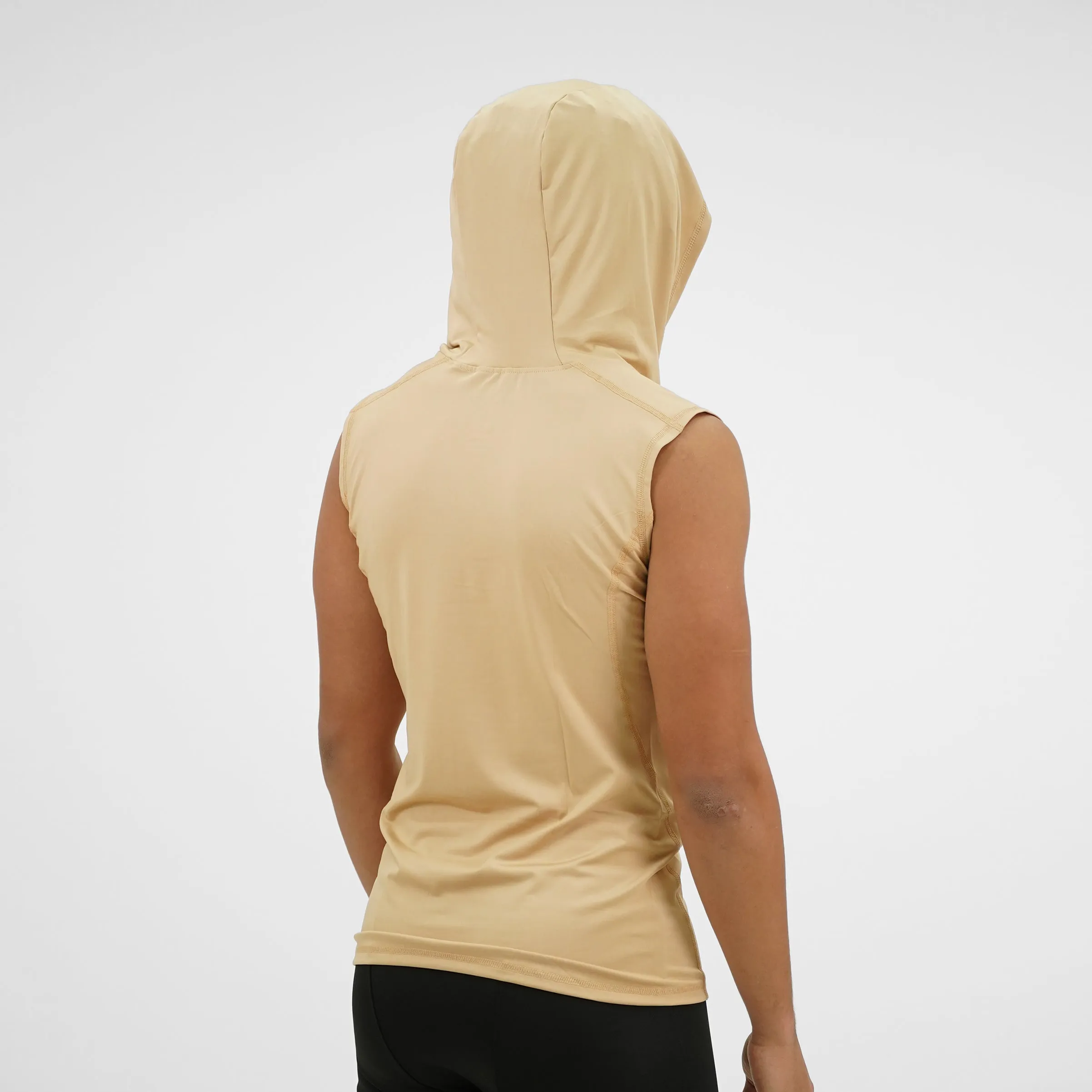 Sand Sleeveless Compression Hoodie