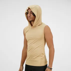 Sand Sleeveless Compression Hoodie