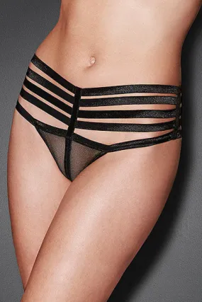 Sexy Black Shiny Caged Sheer Mesh Underwear