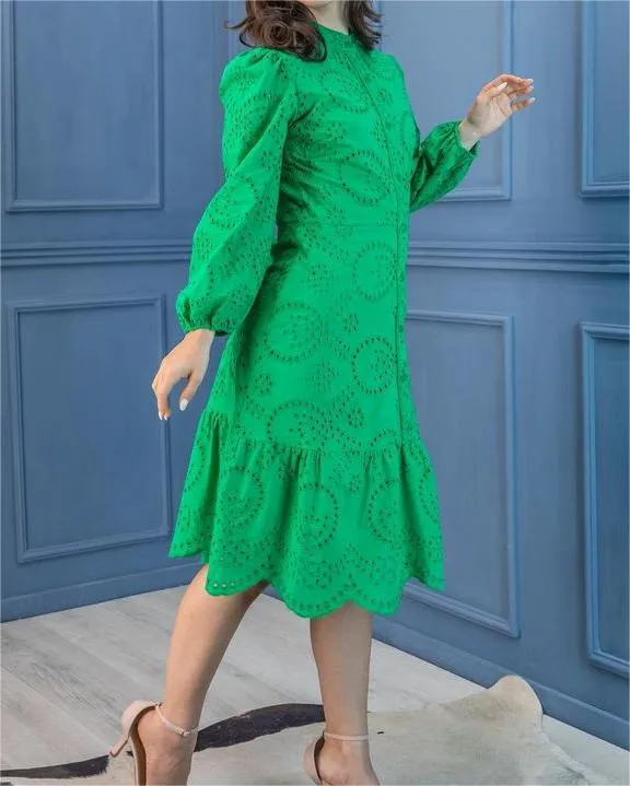 Shirt Mesh Midi Dress