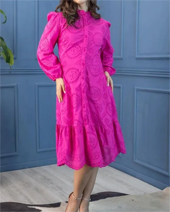 Shirt Mesh Midi Dress