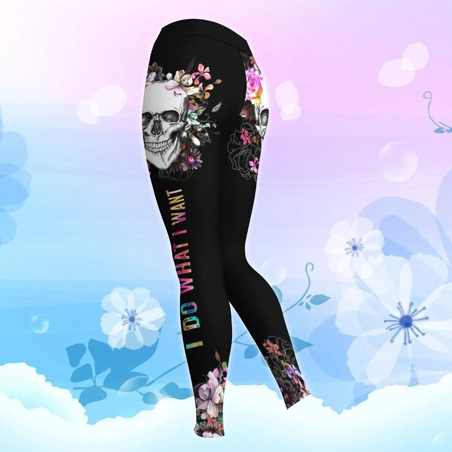 Skull Flower Rose Combo Hoodie and Leggings