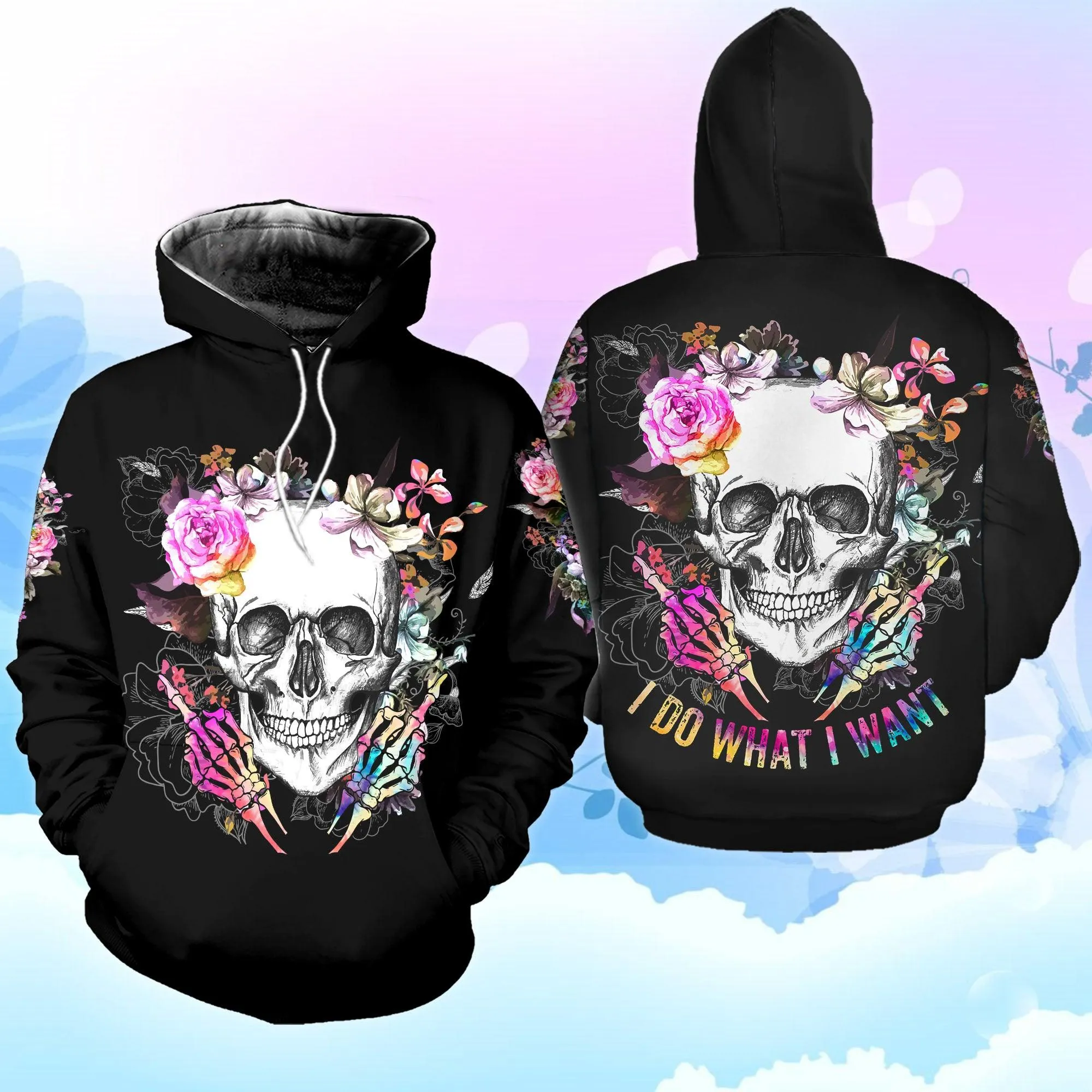 Skull Flower Rose Combo Hoodie and Leggings