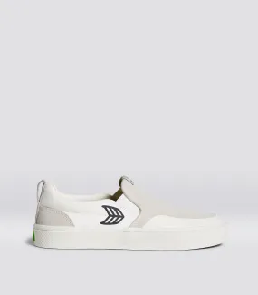 SLIP-ON PRO Off-White Canvas Vintage White Suede Black Logo Sneaker Women