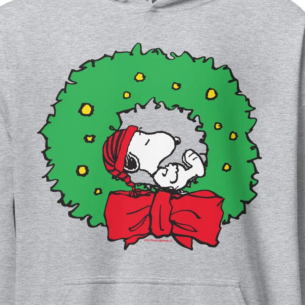 Snoopy Christmas Wreath Adult Hoodie