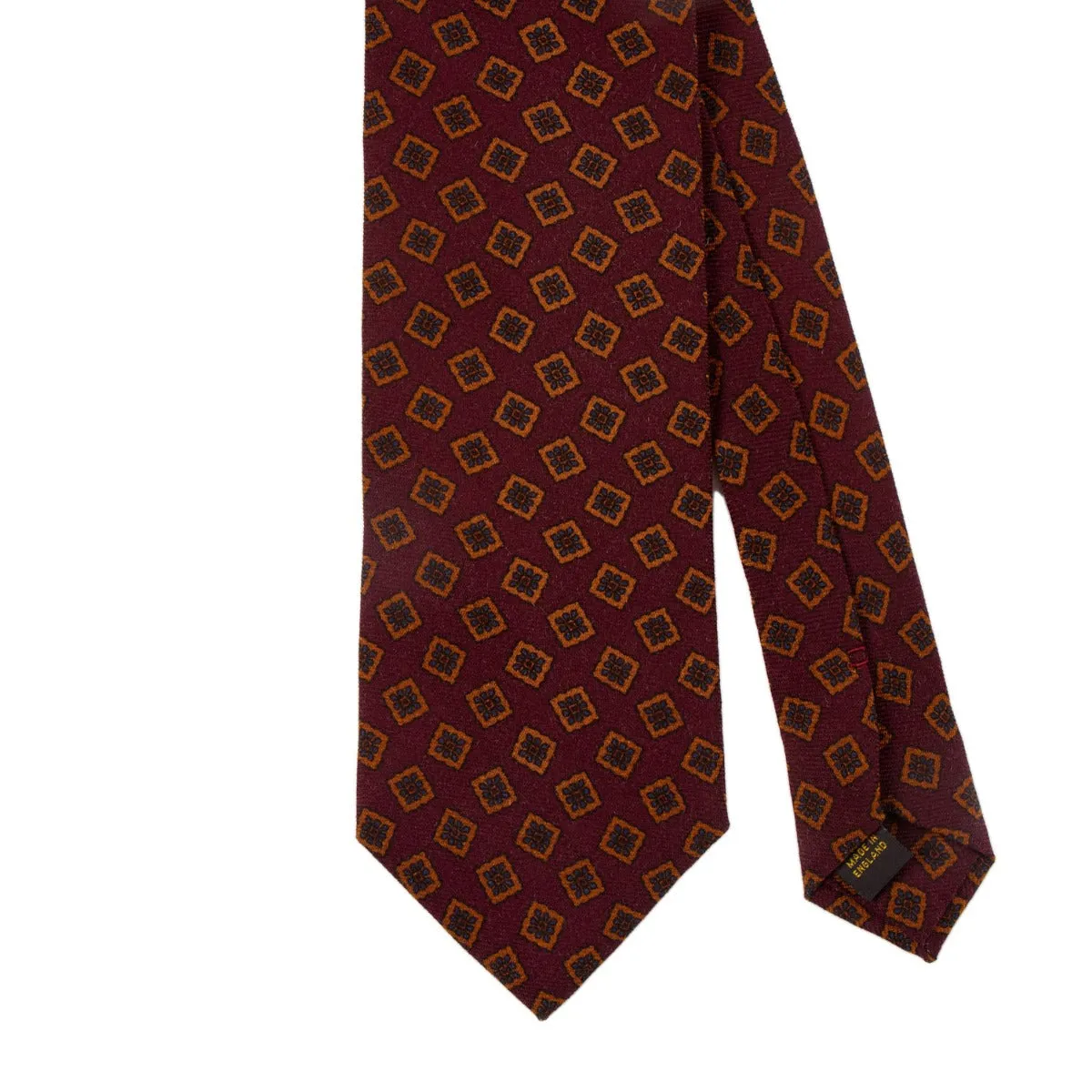 Sovereign Grade Burgundy Tossed Square  Wool Challis Tie