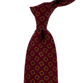 Sovereign Grade Burgundy Tossed Square  Wool Challis Tie