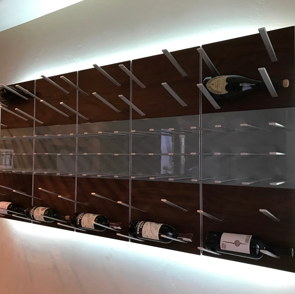 STACT Premier L-type Wine Rack - Walnut & Silver