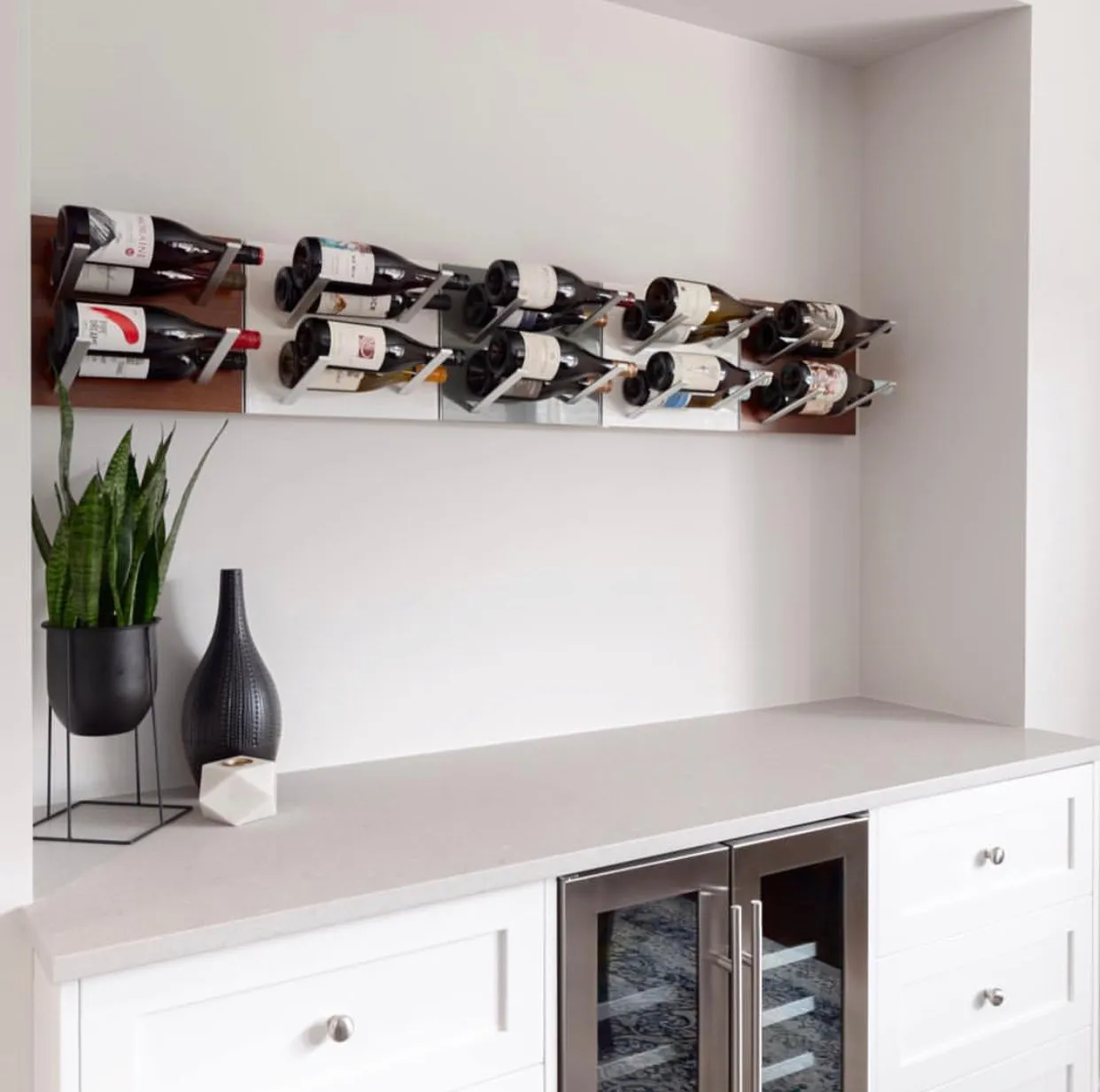 STACT Premier L-type Wine Rack - Walnut & Silver