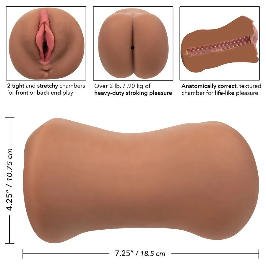 Stroke It Dual Entry Pussy and Ass Double Sided Masturbator (Brown/White)