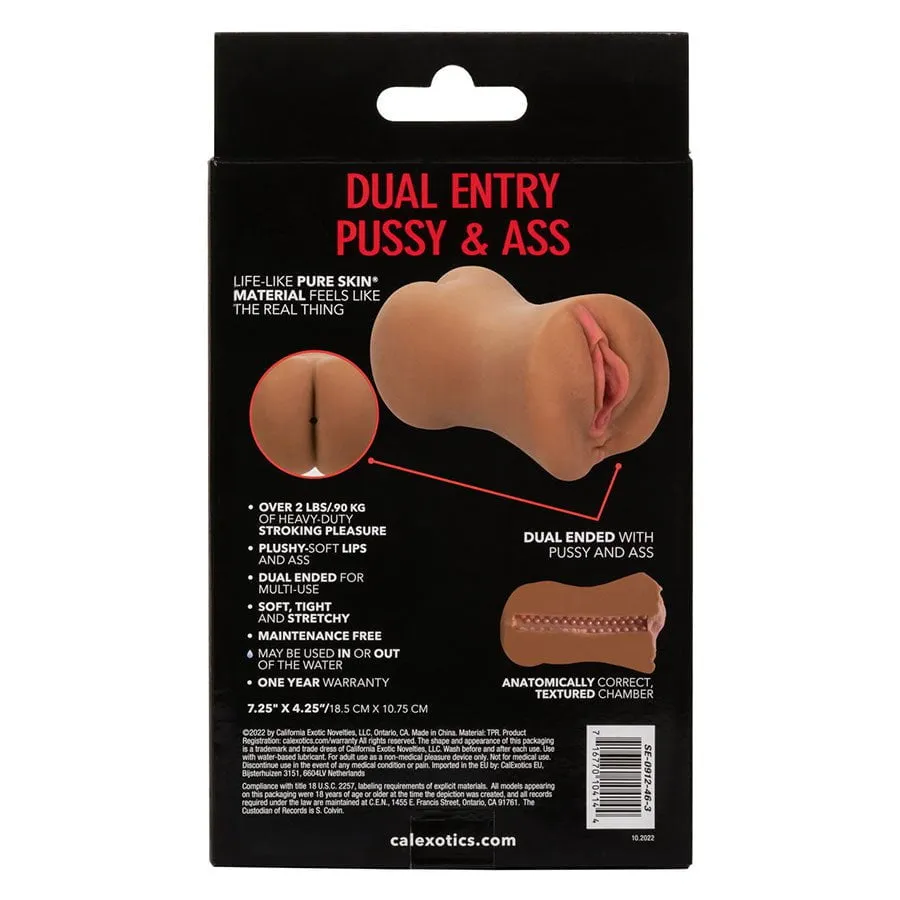 Stroke It Dual Entry Pussy and Ass Double Sided Masturbator (Brown/White)