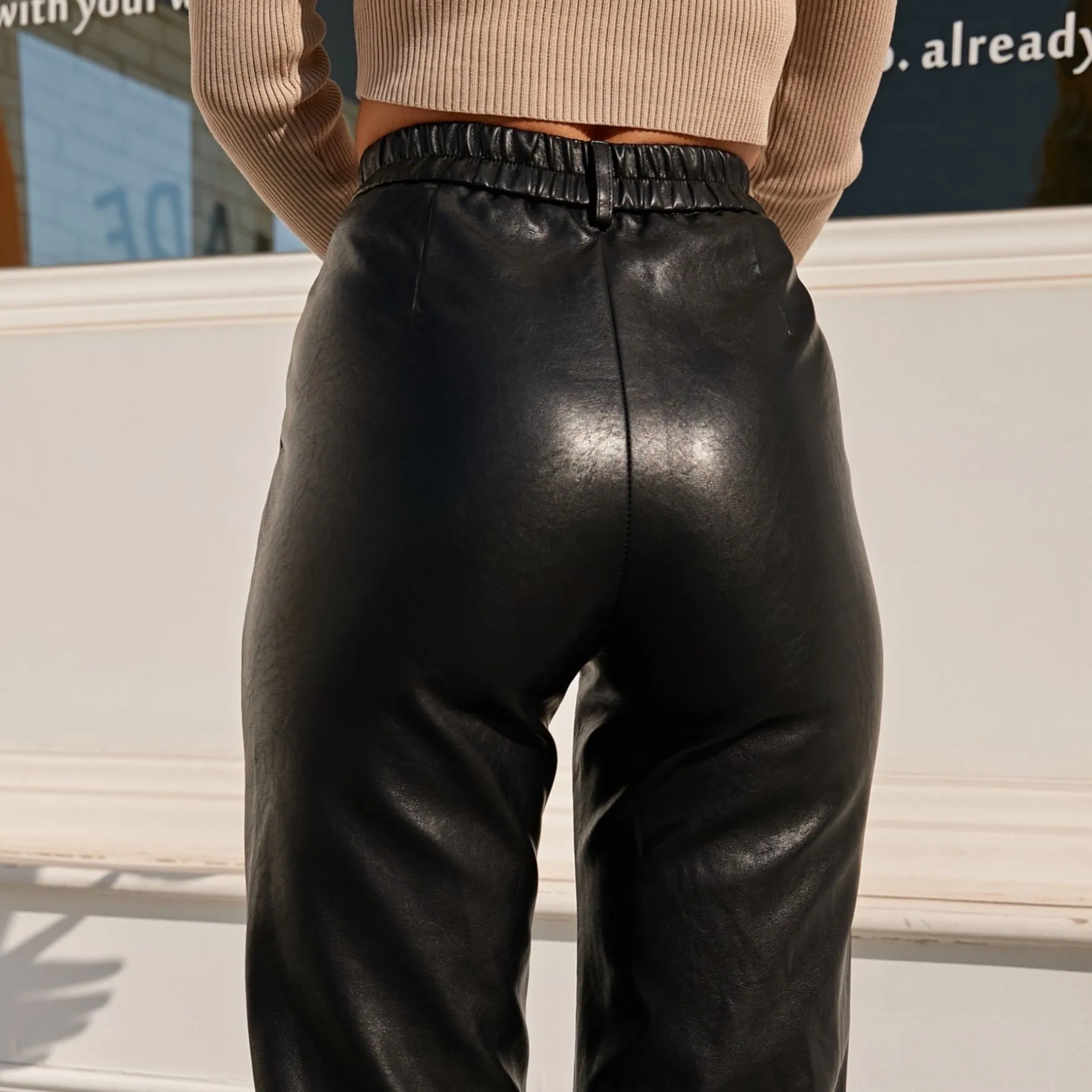 Stylish Leather Slim Black Pants