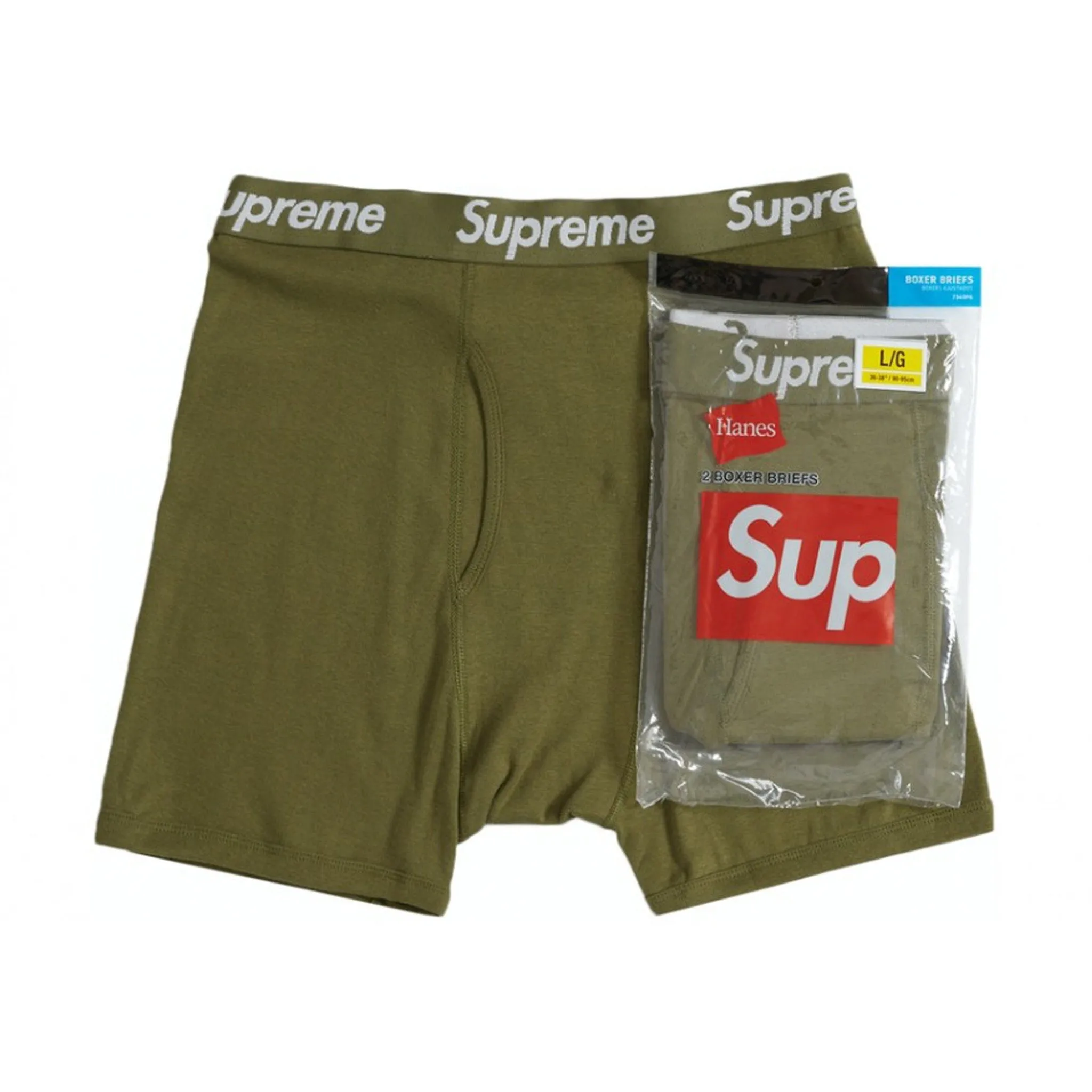 Supreme x Hanes Boxer Briefs 2 Pack Olive (SS22)