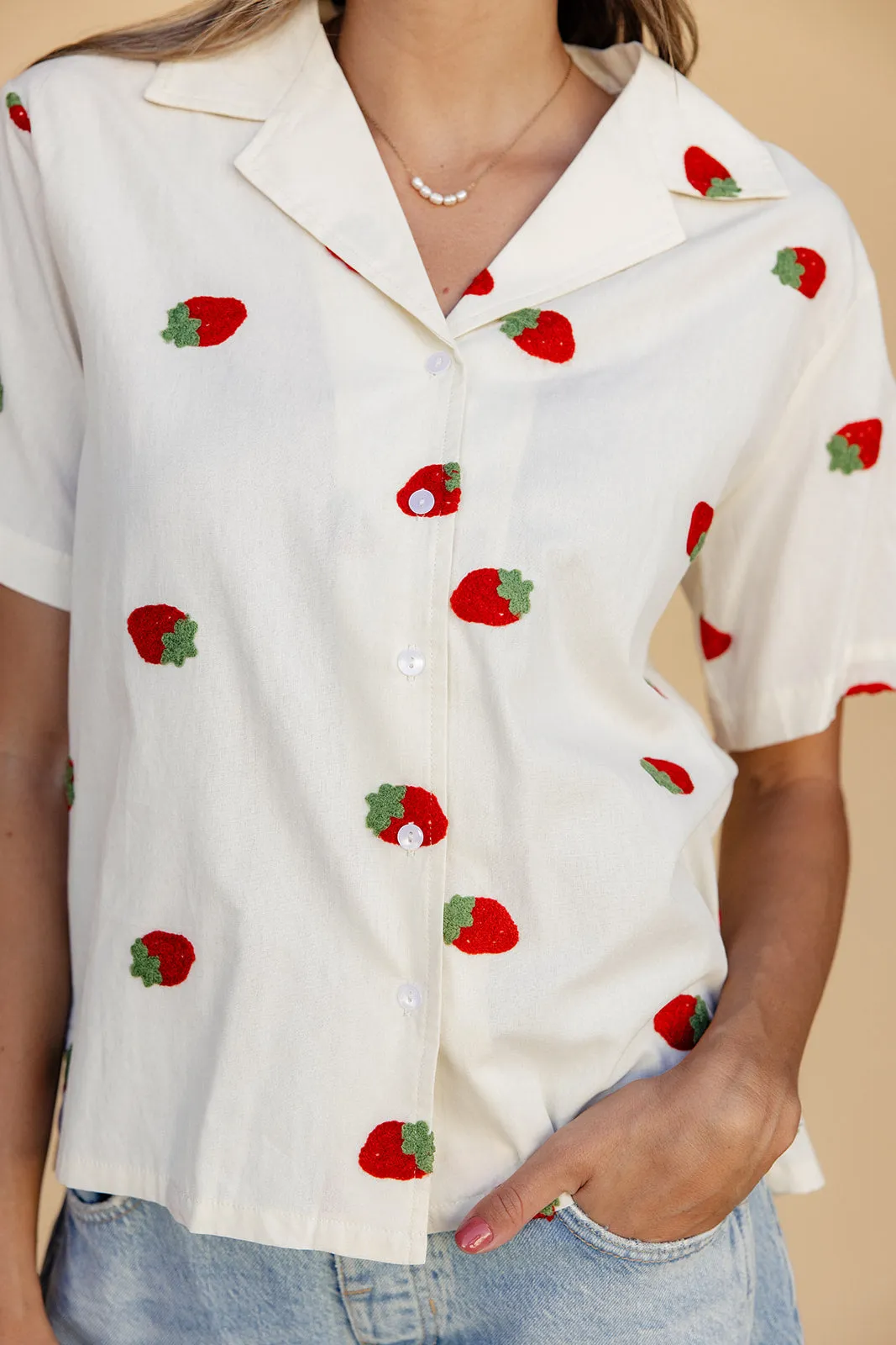 The Strawberry Button Blouse