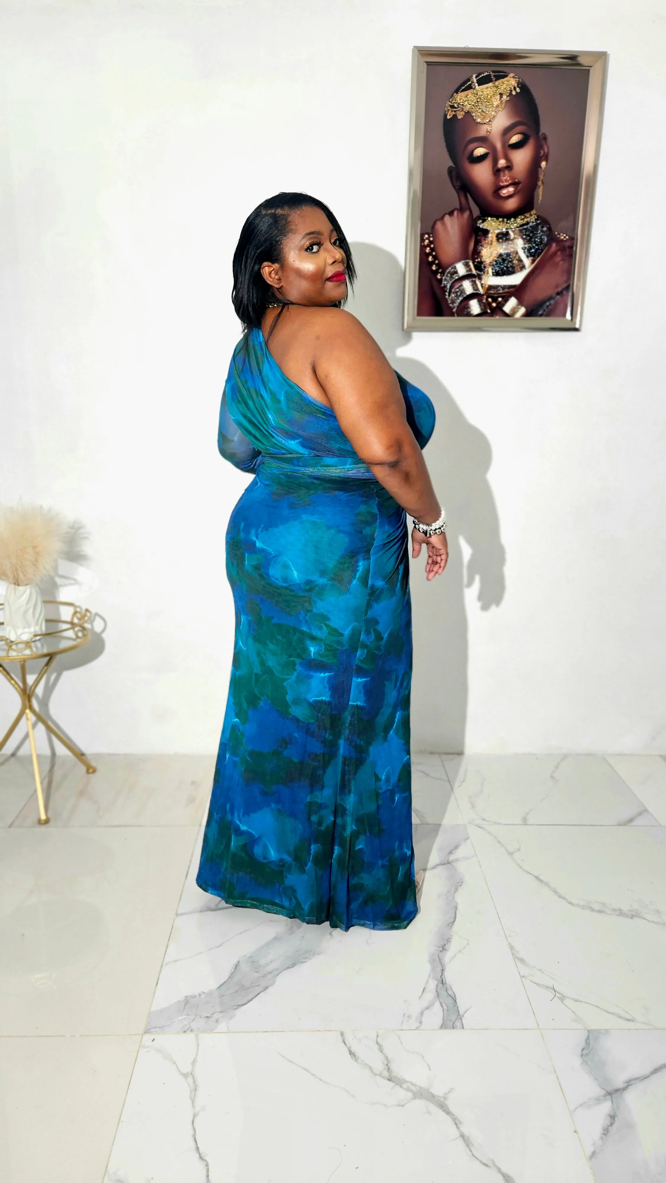 Tuscana Mesh Teal Green Dress