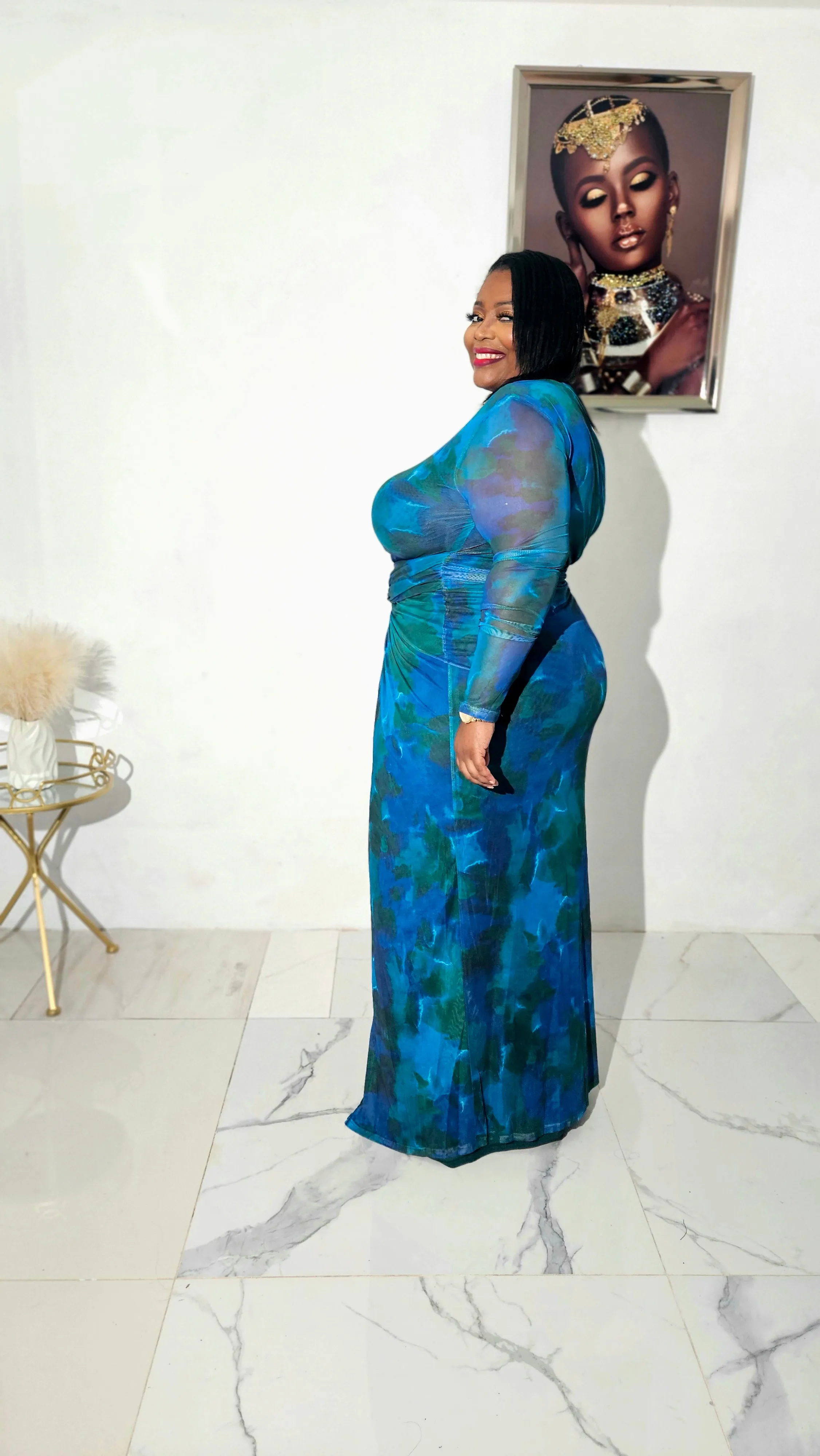 Tuscana Mesh Teal Green Dress