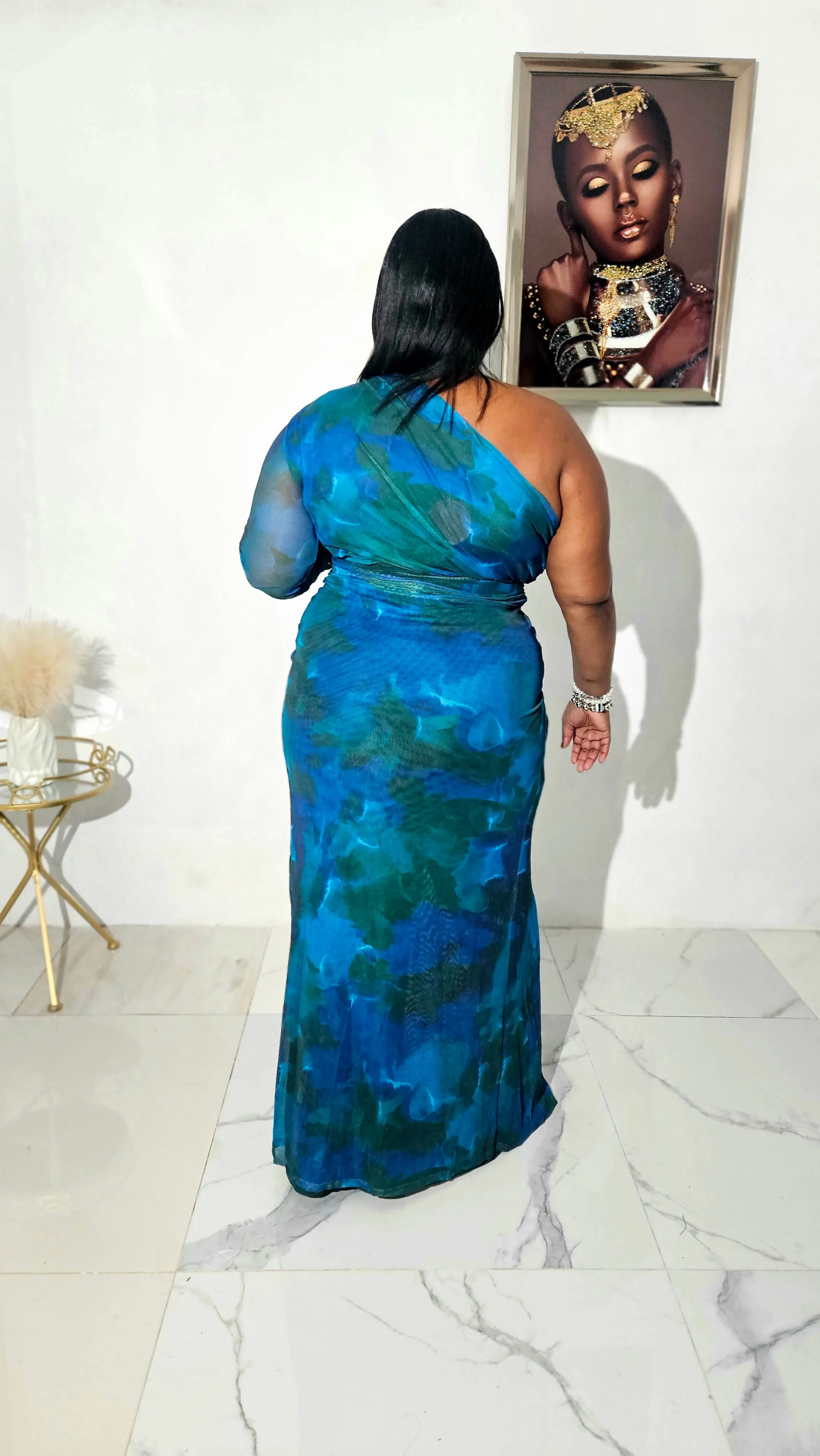 Tuscana Mesh Teal Green Dress