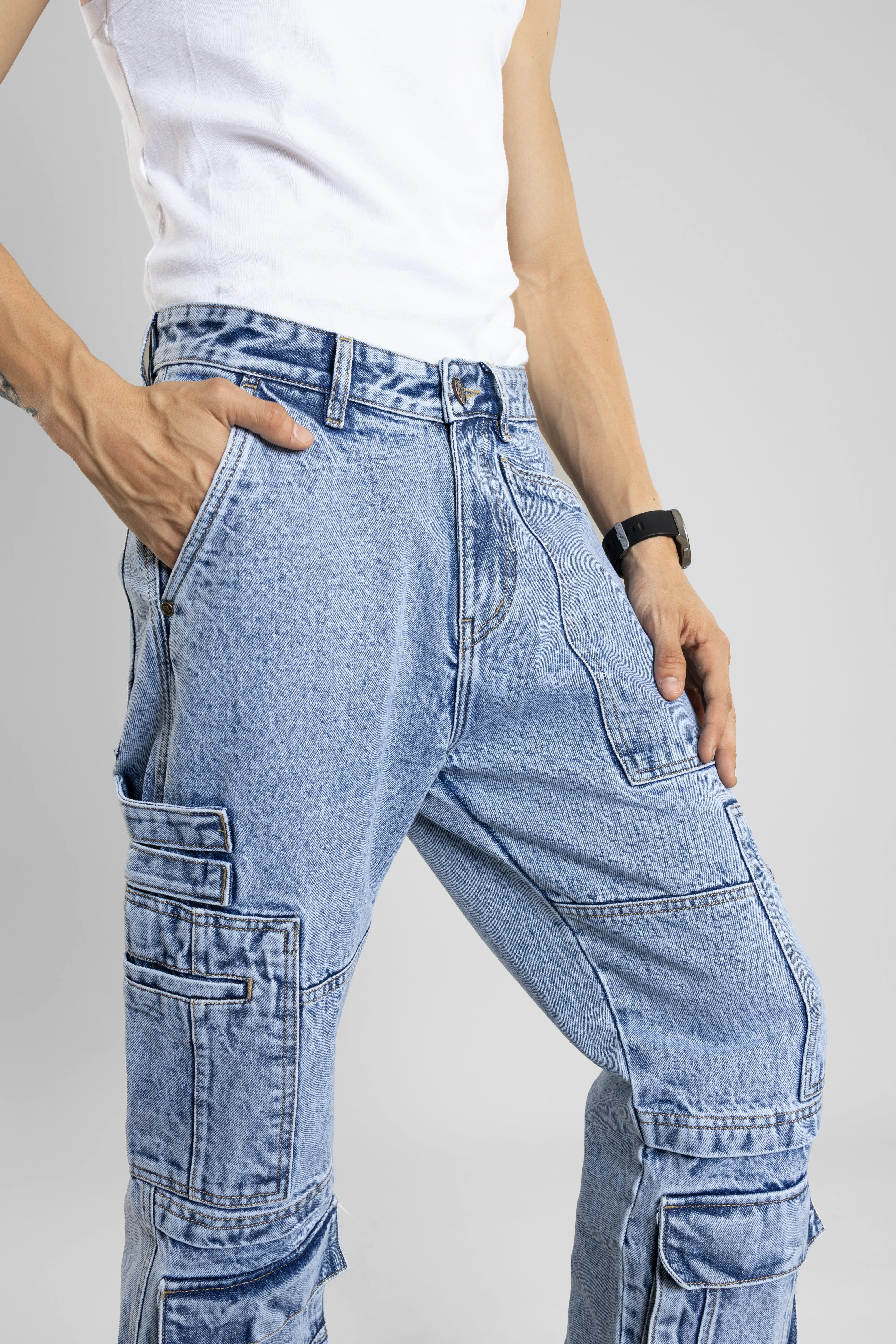 Utility Cargo Pants for Men (Light Blue)