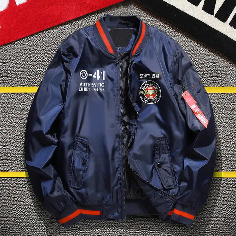 Varsity Bomber Jacket Jacket Autumn and Winter Quilted Men's Jacket Warm Pilot MA1 Baseball Uniform