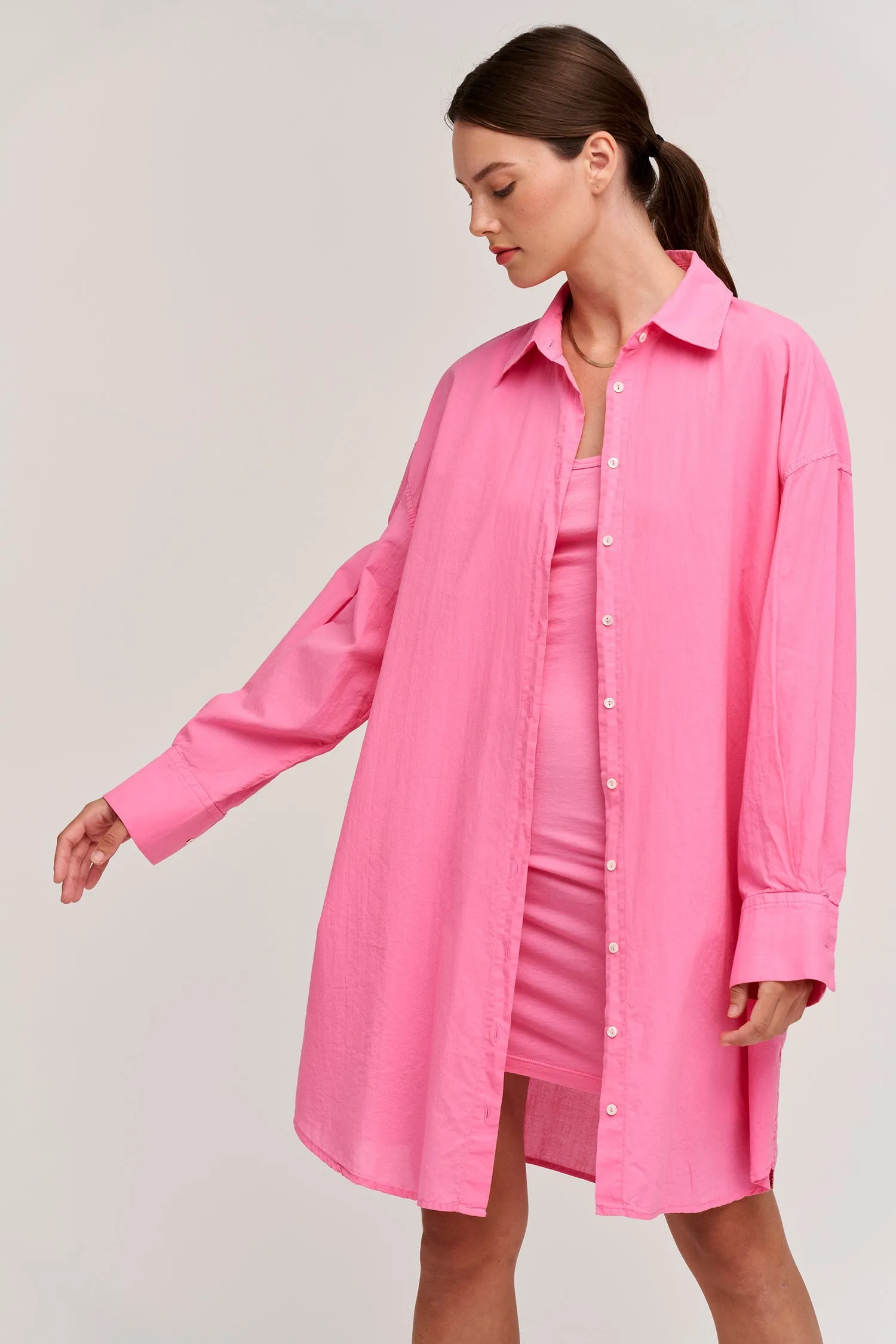 Velvet Addison Cotton Poplin Shirtdress- Candy