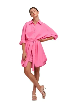 Velvet Addison Cotton Poplin Shirtdress- Candy