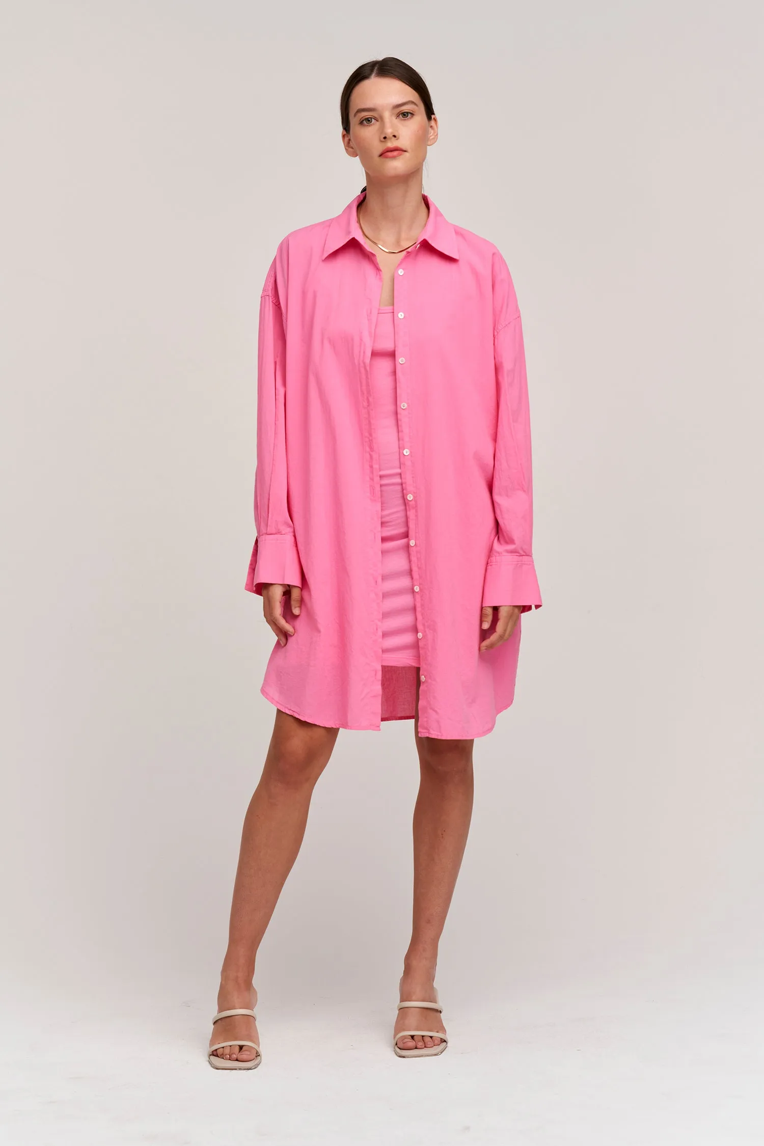 Velvet Addison Cotton Poplin Shirtdress- Candy