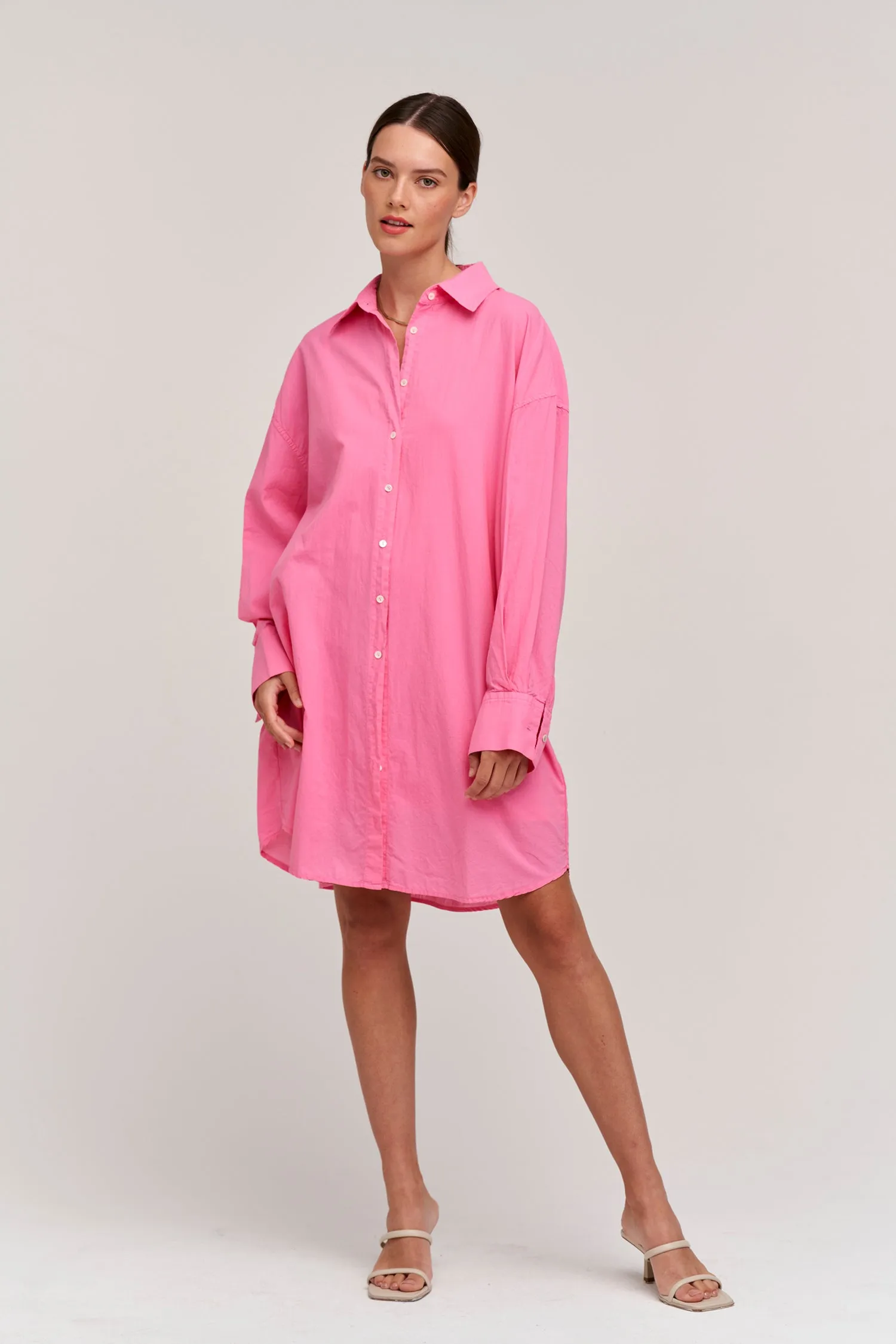Velvet Addison Cotton Poplin Shirtdress- Candy