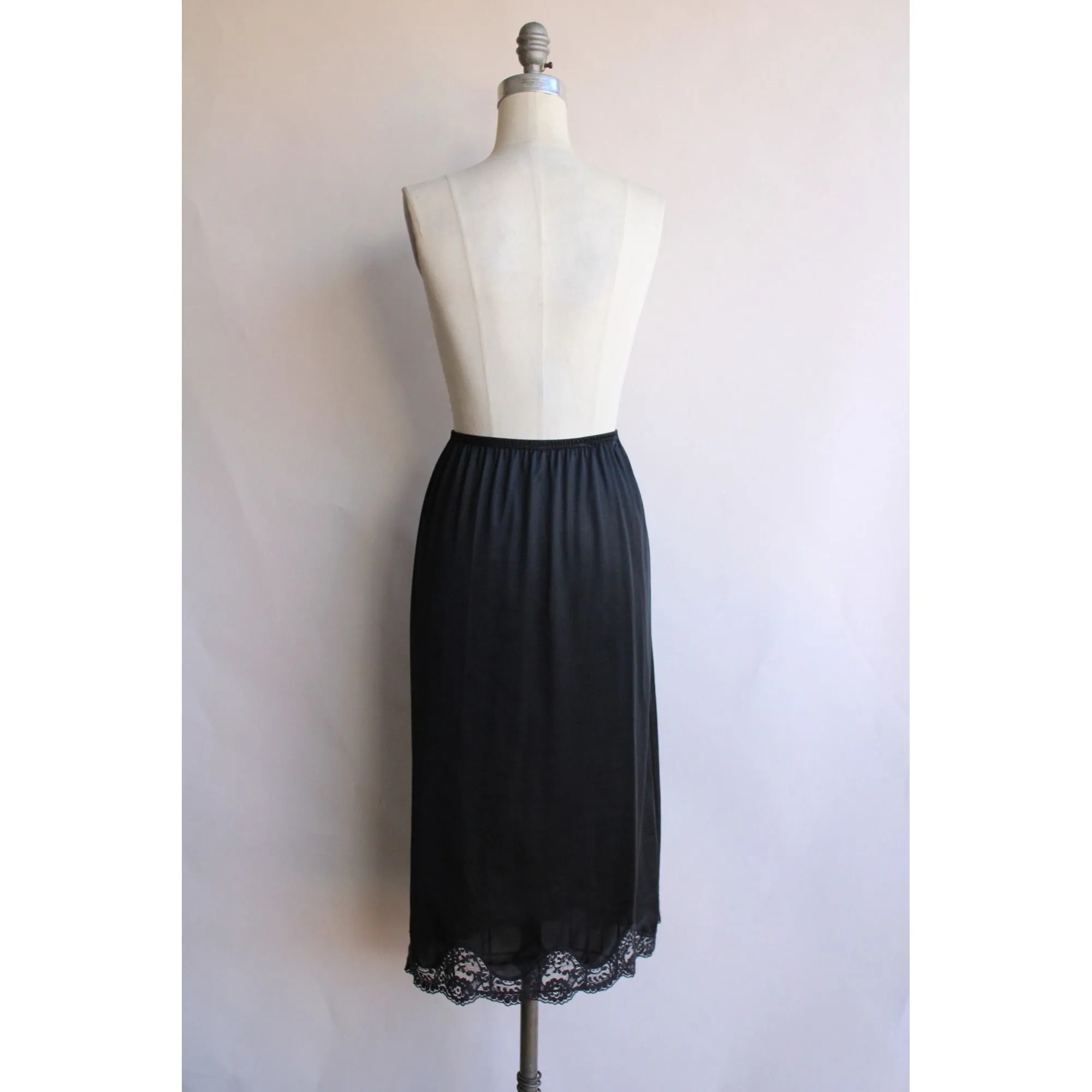 Vintage 1950s 1960s Black Nylon Half Slip