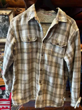 Vintage Sherpa Lined Tan Flannel Light Jacket, Medium