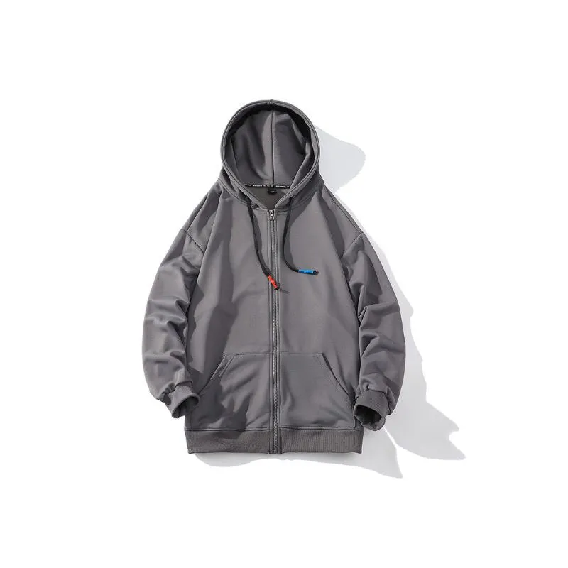 Zipper Hoodie Oversized Solid Colors